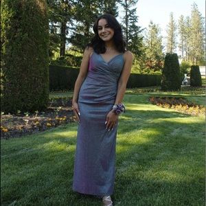 Iridescent glitter prom dress, worn once and in great condition, size 4